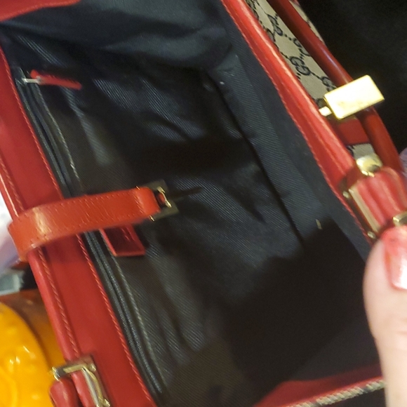 Gucci Monogram Bag Red Trim Tote - Picture 16 of 17